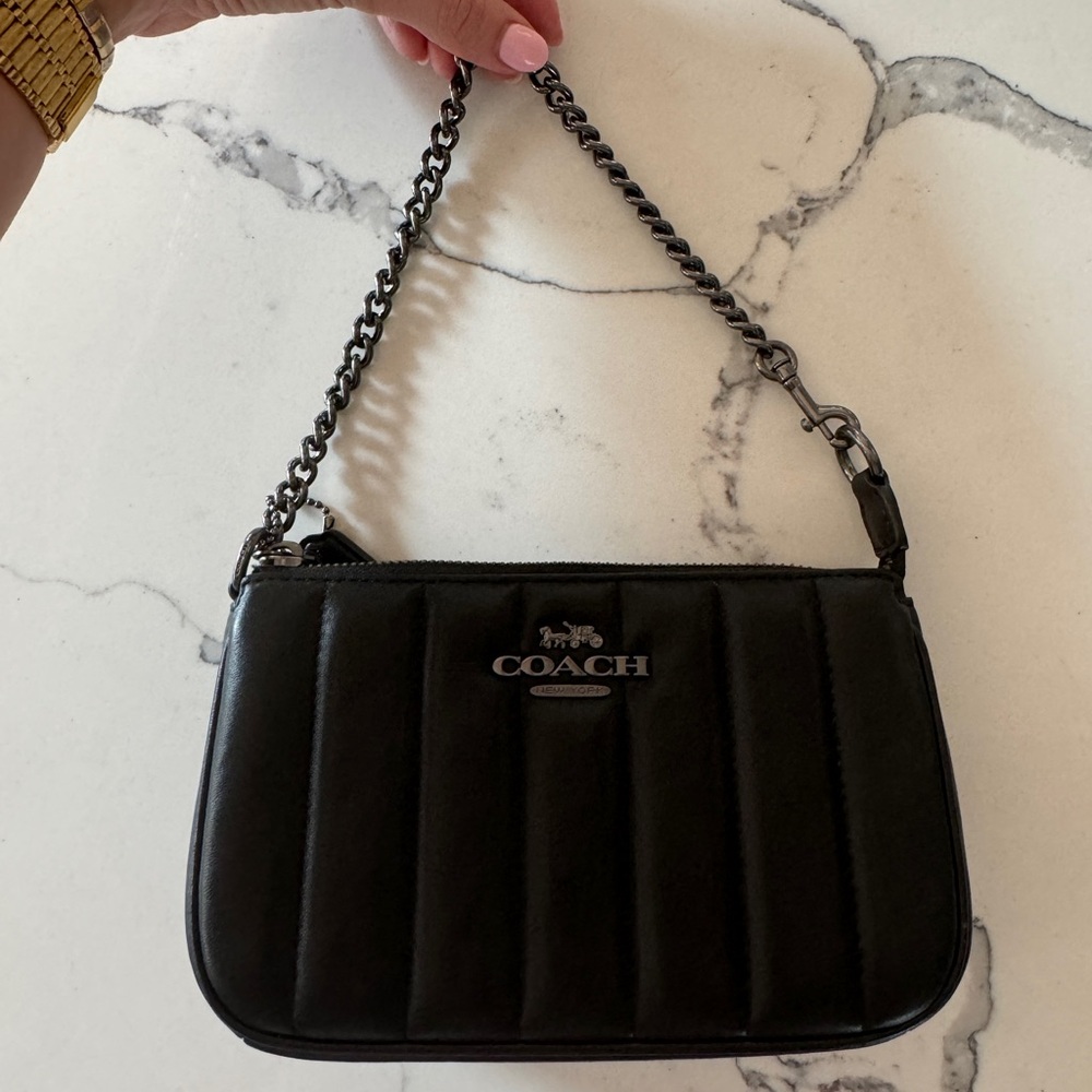 Coach Nolita 19 C8302 in Black quilted smooth leather